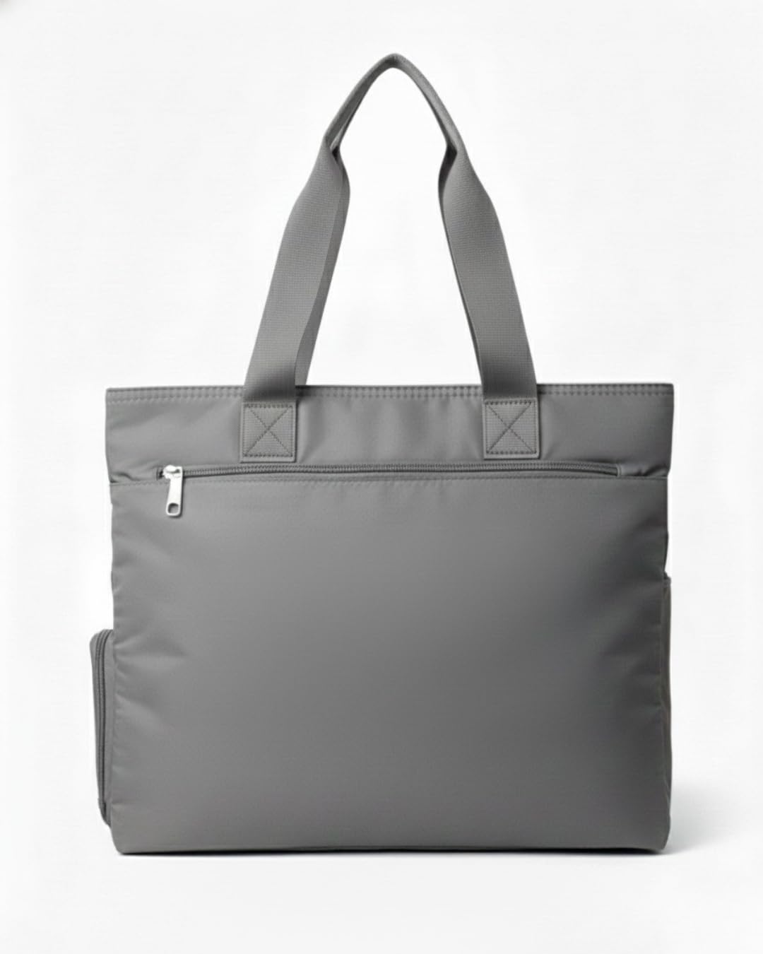 Bag-Age HB08L Large Tote Bag for Girls & Women, Handbag with Multiple Compartments, Water Resistant Shoulder Bag with Zipper & Umbrella Side Pocket for Work, Travel & Daily Use (Grey)