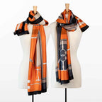 SWANKY Silk Stoles For Women Stylish Latest, Scarf for ladies & Girls, Head Neck Scarves, duppatta for girls (Orange & Blue)