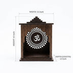 Rebirth Enterprises Wooden Mandir for Home Temple | Pooja Mandir for Home | Decorative Wooden Temple with Om Design | Mini Pooja Ghar for Home Decor | Engineered Wood Prayer Cabinet | Dark Brown