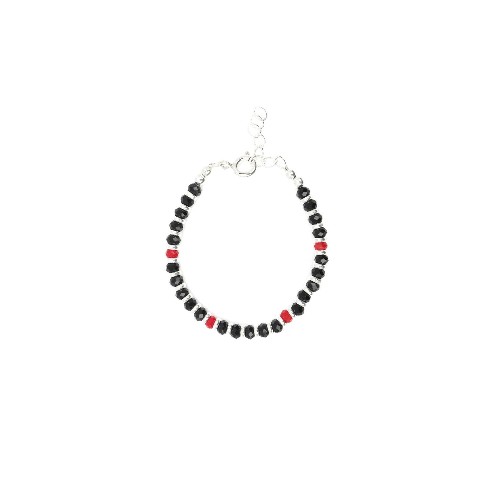 Osasbazaar Silver Nazariya Kadli Bracelet for Baby with Red and Black Beads - 90%-92.5% Pure BIS Hallmarked, Silver, Red and Black, Pack of 2