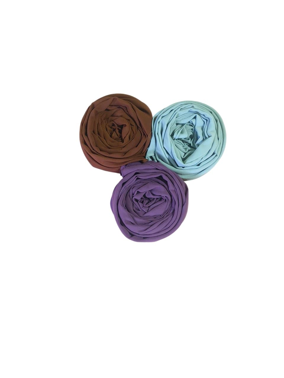 Premium Georgette Hijab for Women - 2 Meter Long Stylish | Stole | Lightweight Breathable Daily & Occasion Wear | Single Piece & Pack Of 3 Multicolor (3, Brown, Pale Blue, Purple)