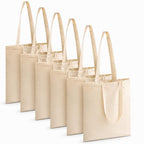 100% Natural Cotton Tote Bag (14x16 Inch, Pack of 6) | Eco-Friendly Reusable Canvas Grocery Shopping Bag | Washable Heavy-Duty Cloth Shoulder Jhola Bag for Women & Men