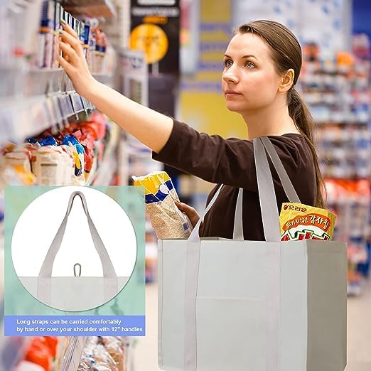 Metsi Reusable Canvas Tote Bag, Large Heavy Duty Cotton Grocery Bag with Handle, Foldable DIY Gift Bag for Shopping, Beach, Gym, Crafts, and Everyday Use, Beige, Pack of 1