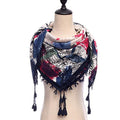 F FABOBJECTS® Style Women Scarf Cotton Large Size Print Floral Wraps Pashmina Lady Foulard Bandanas Navy305812 | Pack of 1