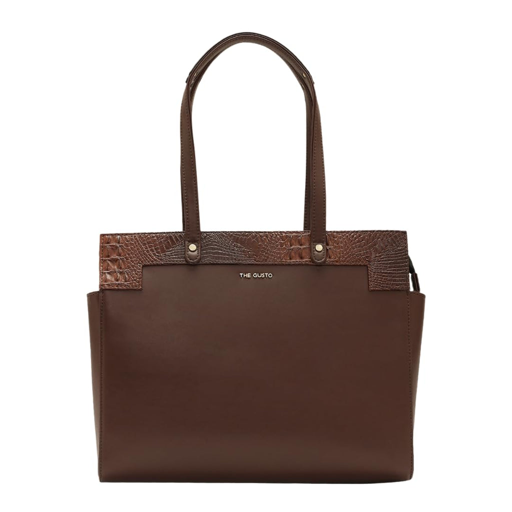 The Gusto Estelle - Premium Large Size Vegan Leather Tote Bag for Women | Stylish Hand Bag/Shoulder Bag with Zip | College, Casual Use, Office Tote Bag