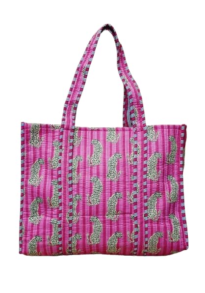 HOUSE OF GULAB Tote Bag for Women Stylish Canvas Handbag with Long Handle and Inside Pocket Shoulder Bag Ladies Shopping College Office Travel Tote Bag for Girls Daily Use Fashion Bag (Pink & Brown)