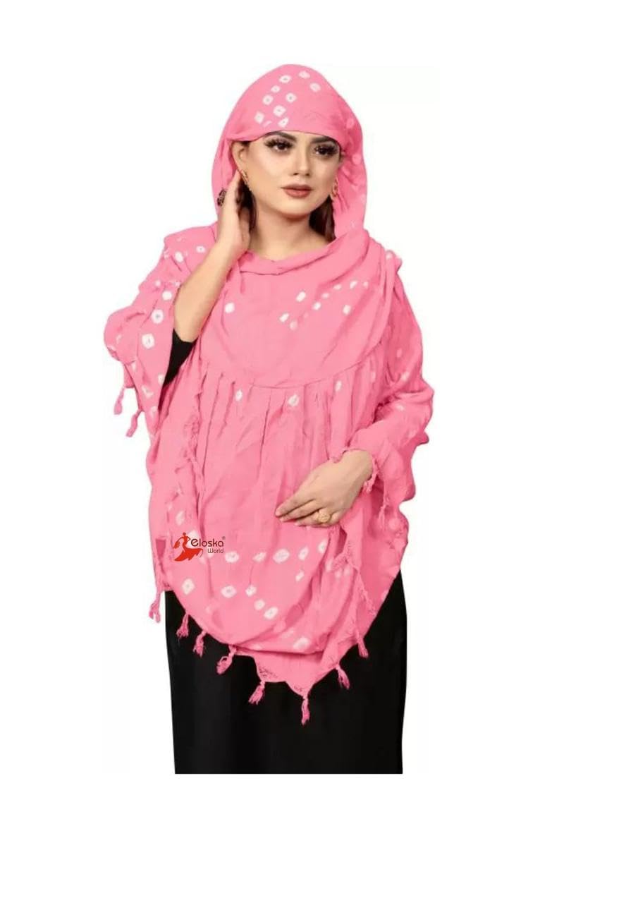 KITDAO Cotton Long Scarf Cum Mask scarves Usable for vehicle Driver White Printed Design Universal Size For Girl,Women Breathable Sun Protection Light Weight Cotton Fancy Scarf PINK BANDHANI SCARF