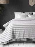 SASHAA WORLD Striped Throw Bedcover| Super Soft & Breathable | Bedcover for Living Room & Bedroom | Grey & White Throw Bedcover | 170 x 200 Cm Kafalo