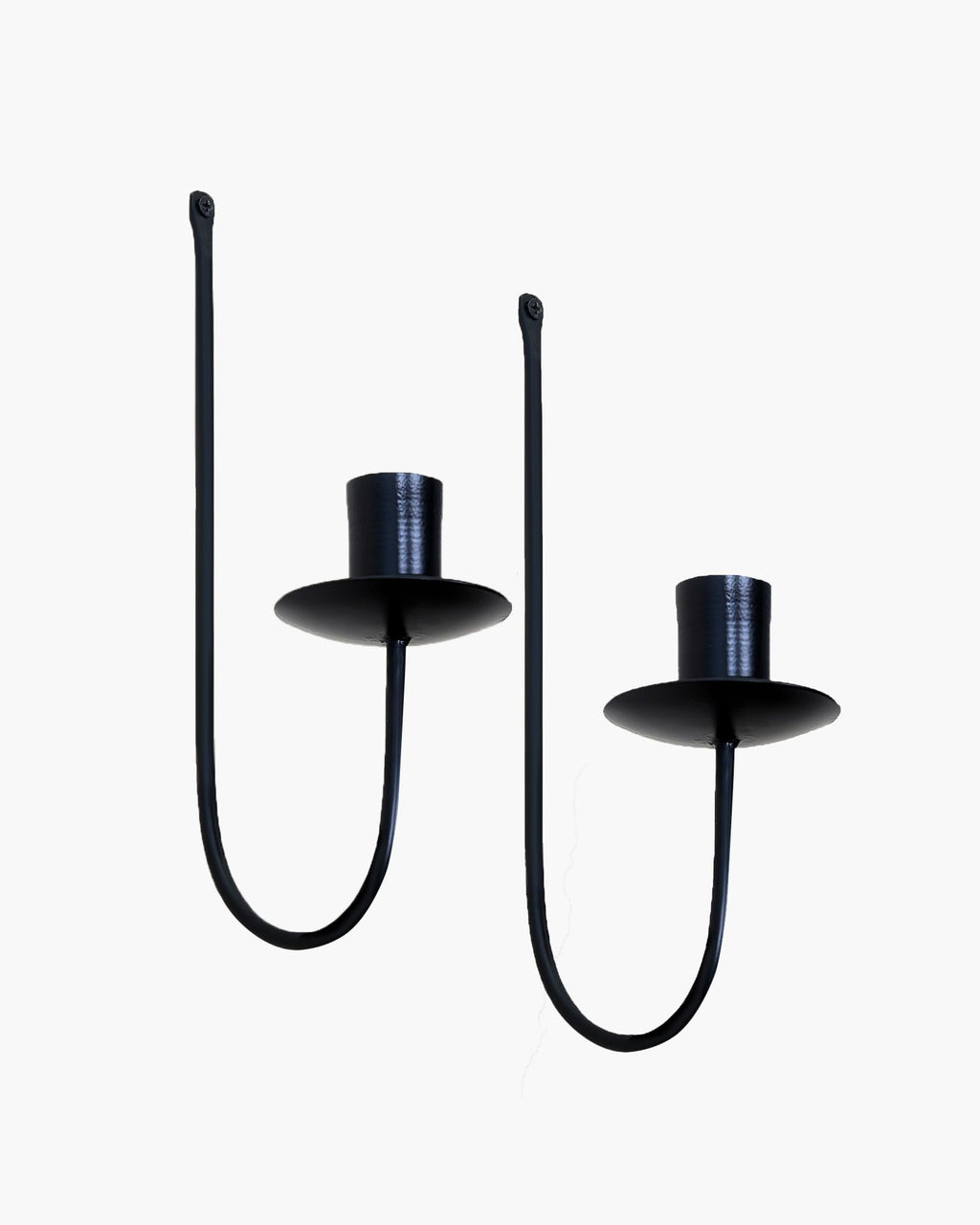 Homesake® Wall Candle Holder Stand for Living Room, Black Metal Wall Sconce with Taper Candle Holder, Decorative Candle Stand for Diwali, Home Décor (Set of 2)