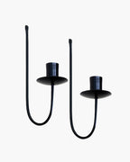 Homesake® Wall Candle Holder Stand for Living Room, Black Metal Wall Sconce with Taper Candle Holder, Decorative Candle Stand for Diwali, Home Décor (Set of 2)