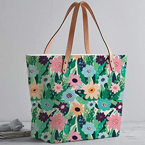 The Purple Tree Purple Multi-coloured Canvas Tote Bag For Women (1 bag) Women's Over-sized Tote Bag With Sturdy Faux Leather Handles, Inner Zippered Compartment, Soft Poly-cotton Lining