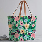 The Purple Tree Purple Multi-coloured Canvas Tote Bag For Women (1 bag) Women's Over-sized Tote Bag With Sturdy Faux Leather Handles, Inner Zippered Compartment, Soft Poly-cotton Lining
