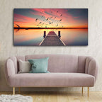 VIBECRAFTS Wooden jetty In Sunset Nature Premium Canvas Wall Painting With Frame for Living Room Drawing Room Home|Office|Gift (PTVCH_2206N)