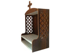 Premium Christian Cross Temple, Wooden Jali Mandir, Jesus Cross Temple, Home and Office Wall Mount Temple, Brown & White