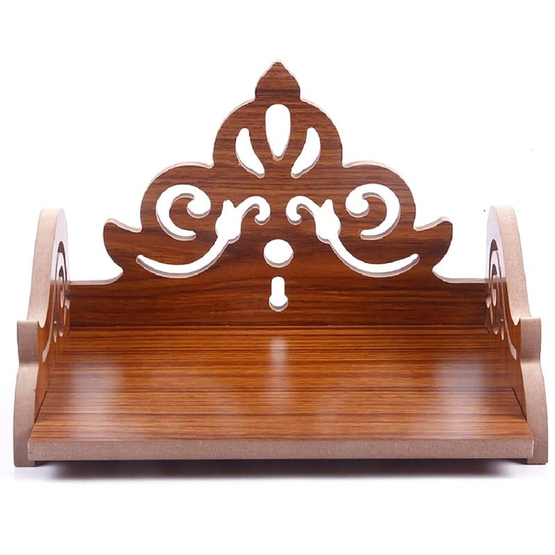 ZUPER Wood Fully Hand Crafted Carved Pattern Temple for Pooja Temple for Home and Office I Set-Top Box Stand I Wooden Stand for Puja (Brown-4) (Pack of 1)