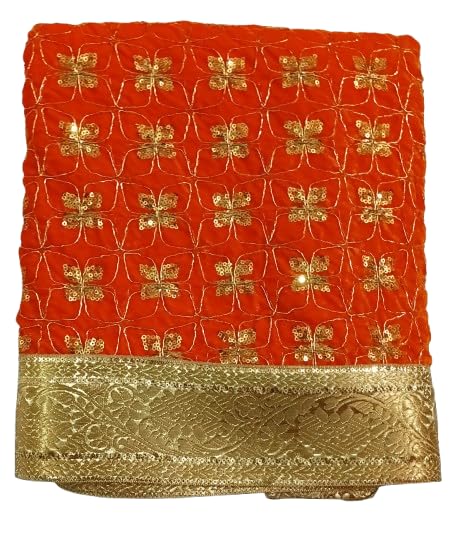 Lakshmi Maa Collection Rumala Sahib Double Set Velvet Orange with Heavy gota & Designer Set of 4 PEC