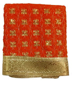 Lakshmi Maa Collection Rumala Sahib Double Set Velvet Orange with Heavy gota & Designer Set of 4 PEC