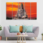 VIBECRAFTS Shiva Meditating Wall Painting of Five Pieces For Home|Office|Living Room|Gift (PTVC5Pcs4_8739)