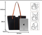 INOVERA (LABEL) Faux Leather Large Capacity Handbags Shoulder Bag With Zip Top Handle Satchel Purse For Women,black