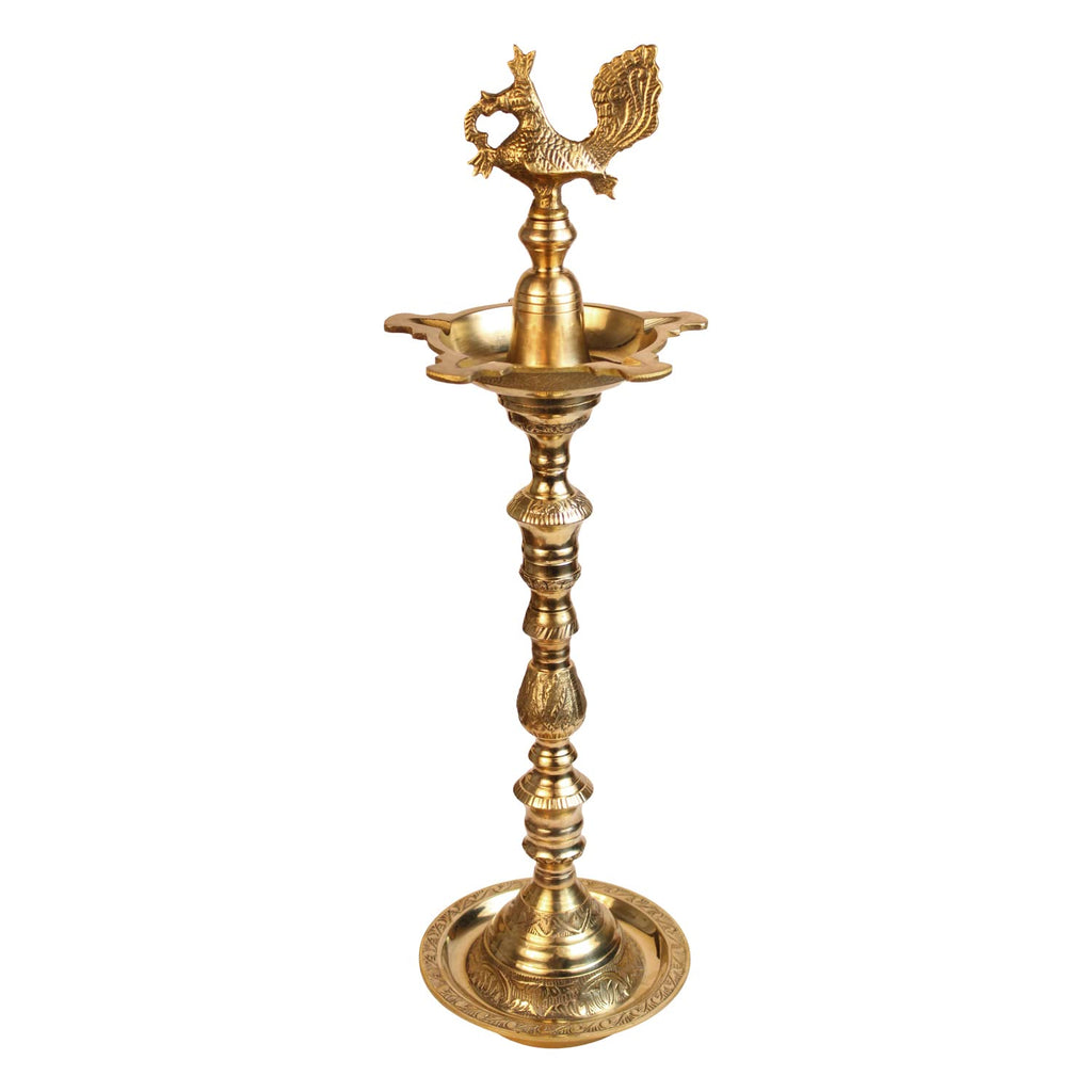 Artvarko 2 Ft Big Brass Diya Peacock Inauguration Traditional Handmade Multiwick Oil Diya Kuthuvilakku Kiran Lamp for Temples, Diwali Puja, Functions Festival Gifts & Home Decor .