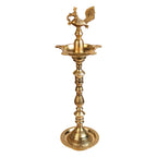 Artvarko 2 Ft Big Brass Diya Peacock Inauguration Traditional Handmade Multiwick Oil Diya Kuthuvilakku Kiran Lamp for Temples, Diwali Puja, Functions Festival Gifts & Home Decor .