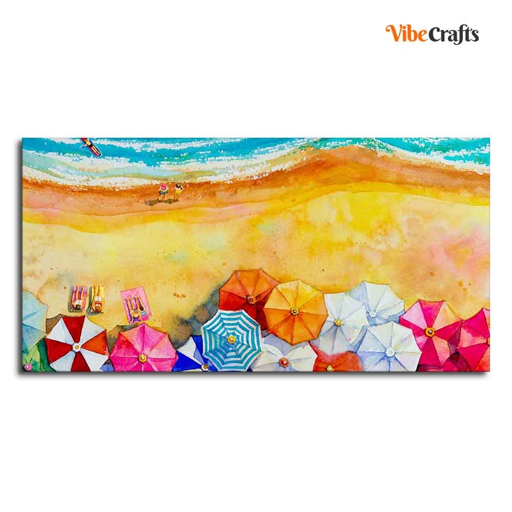 VIBECRAFTS Canvas Paintings for Living Room Drawing Room Seascape Top View Premium Canvas Watercolor Wall Painting for Home|Office|Gift(PTVCH_2357)