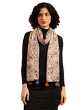 tweedle Pure Cotton Summer Scarf for Women,soft, Printed, Breathable Stole for Sun and Wind Protection - Vrem/Brown
