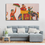 VIBECRAFTS Canvas Paintings for Living Room Drawing Room Traditional Indian Miniature Art Canvas Wall Painting Fitted With Wooden Frame for Home | Office | Gift (PTVCH_2434)