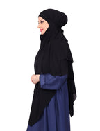 Markaz Hijab Women's Polyester Fabric Solid Pattern Khimar Namaz Hijab Free Size, Black