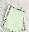 Harbell Home 100% Pure Cotton Skin Friendly Single Bed Solid Plain with Border Coloured Top Sheet | Summer Blanket | Khes | AC Blanket | Dohar As Chaddar. Pack of 2. (Green), TC - 220