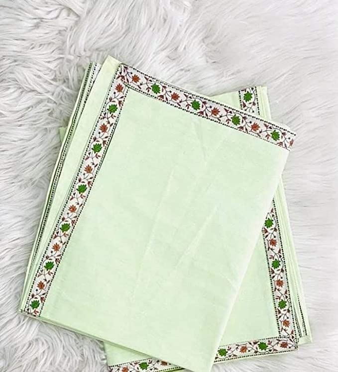 Harbell Home 100% Pure Cotton Skin Friendly Single Bed Solid Plain with Border Coloured Top Sheet | Summer Blanket | Khes | AC Blanket | Dohar As Chaddar. Pack of 2. (Green), TC - 220