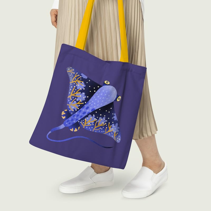 The Purple Tree Sting Ray Tote Bag witH for Women - 1 Pc, Woman Tote Bag, Eco Friendly Tote, Underwater Theme Bags, Gifts For Women