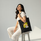 DANIOO DON'T WORRY WE CARRY Canvas Reusable Cloth Canvas Tote Bag With Zipper And Inner Pocket For Women And Girls, Travel/Beach/Gift/College Tote Bag Pack Of 1 (Black) (Orange,Yellow)