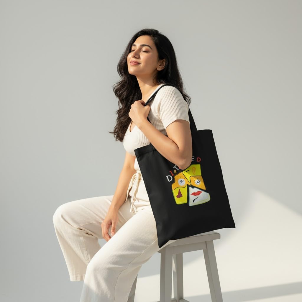 DANIOO DON'T WORRY WE CARRY Canvas Reusable Cloth Canvas Tote Bag With Zipper And Inner Pocket For Women And Girls, Travel/Beach/Gift/College Tote Bag Pack Of 1 (Black) (Orange,Yellow)