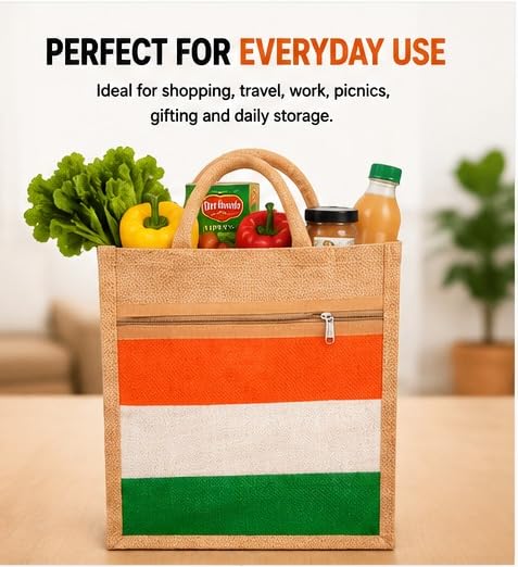 Printed Canvas Tote Bag | Eco-Friendly Cotton Shopping Bag | Reusable Shoulder Tote | Grocery, College, Office, Travel & Daily Use Carry Bag (Design 9)