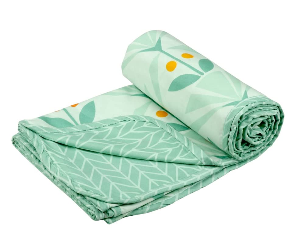 BSB HOME Pure Cotton 120 GSM Reversible Soft Light Weight Printed Single Bed Blanket/AC Dohar/Summer/Skin Friendly Dohar-220 x 152 cm- Light Green Kafalo