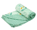 BSB HOME Cotton Floral Super Soft Brushed Microfiber 2 Layer Breathable Single Bed Dohar - Lightweight Summer/AC/All Season Blanket 84x96 Inch (220x152cm) - Flannel Light Green Kafalo
