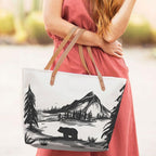 The Purple Tree Oversized Tote Bag For Women, White, 43.3 cm x 30 cm x 13 cm, Canvas with Faux Leather Handles, Zip Closure, 10 kg Capacity, Perfect for Travel, Shopping, or Gifts