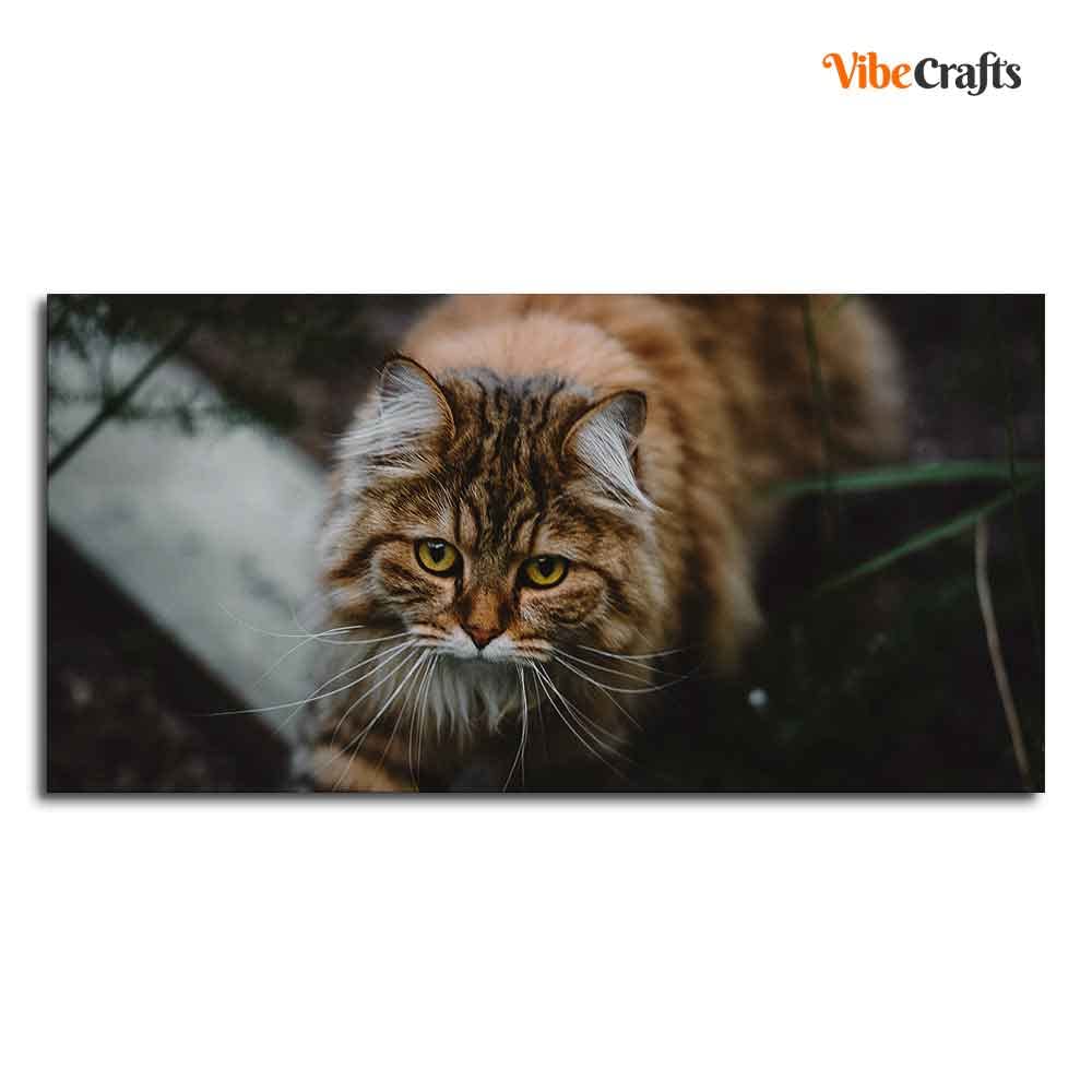 VIBECRAFTS Canvas Paintings for Living Room Drawing Room Cat Walking In Dark Forest Premium Wall Painting Fitted With Wooden Frame For Home | Office | Gift |(PTVCH_2308)