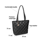 Mochi Women's Black Stylish Faux Leather Tote Bag (66-365)
