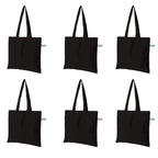 VantageKart Black Cotton Tote Bags Set of 6 – Eco-Friendly, Washable, Reusable, DIY, Screen Printing, Embroidery, Multipurpose Carry Bag