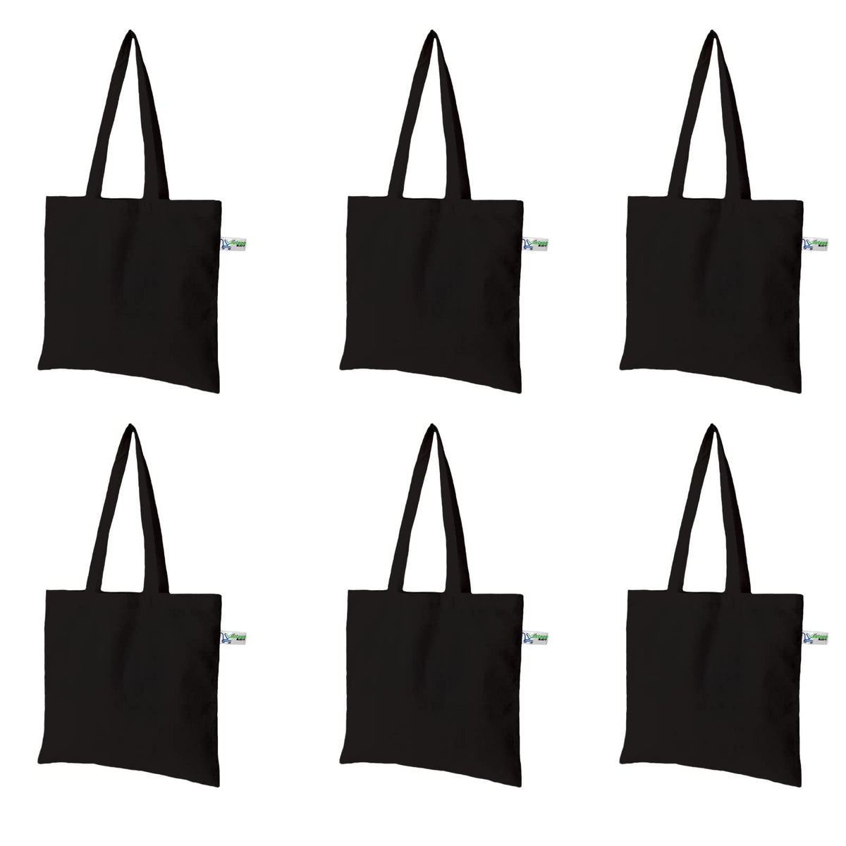 VantageKart Black Cotton Tote Bags Set of 6 – Eco-Friendly, Washable, Reusable, DIY, Screen Printing, Embroidery, Multipurpose Carry Bag