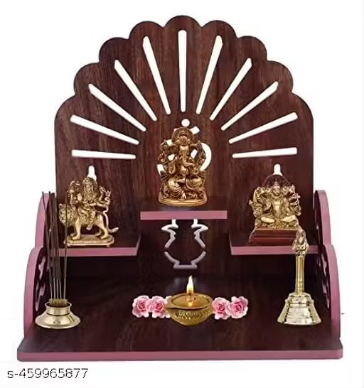 Naraniya Creation Beautiful Wooden Pooja Stand for Home Pooja Mandir Wall Mounted (Design 1)