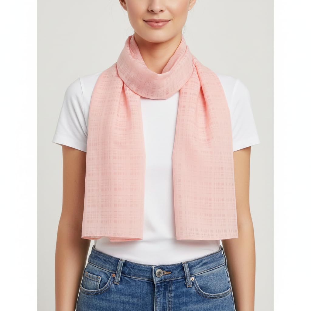 MINDORA Women's Georgette Cotton Chiffon Scarf Combo, Soft Lightweight Summer Scarf, Printed Stole for Daily Wear, Office, Saree & Gifting, Pack of 2 (Combo - 19)