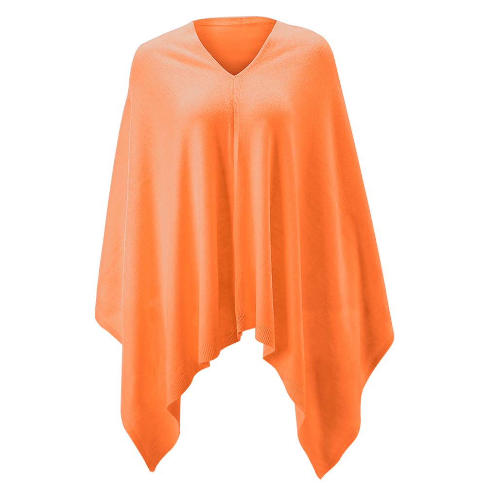 Women Ponchos Sweater Versatile Lightweight Solid Knitted Shawl Wrap Scarf Cape Accessories for Womens Light Orange