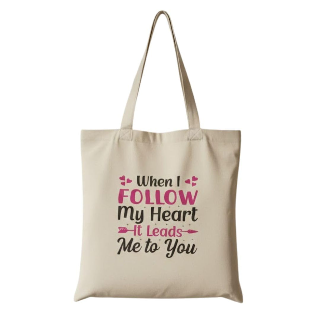 Reusable Cotton Fabric Romantic Quote Printed Tote Bag Ideal for Travel Shopping College & Office Use
