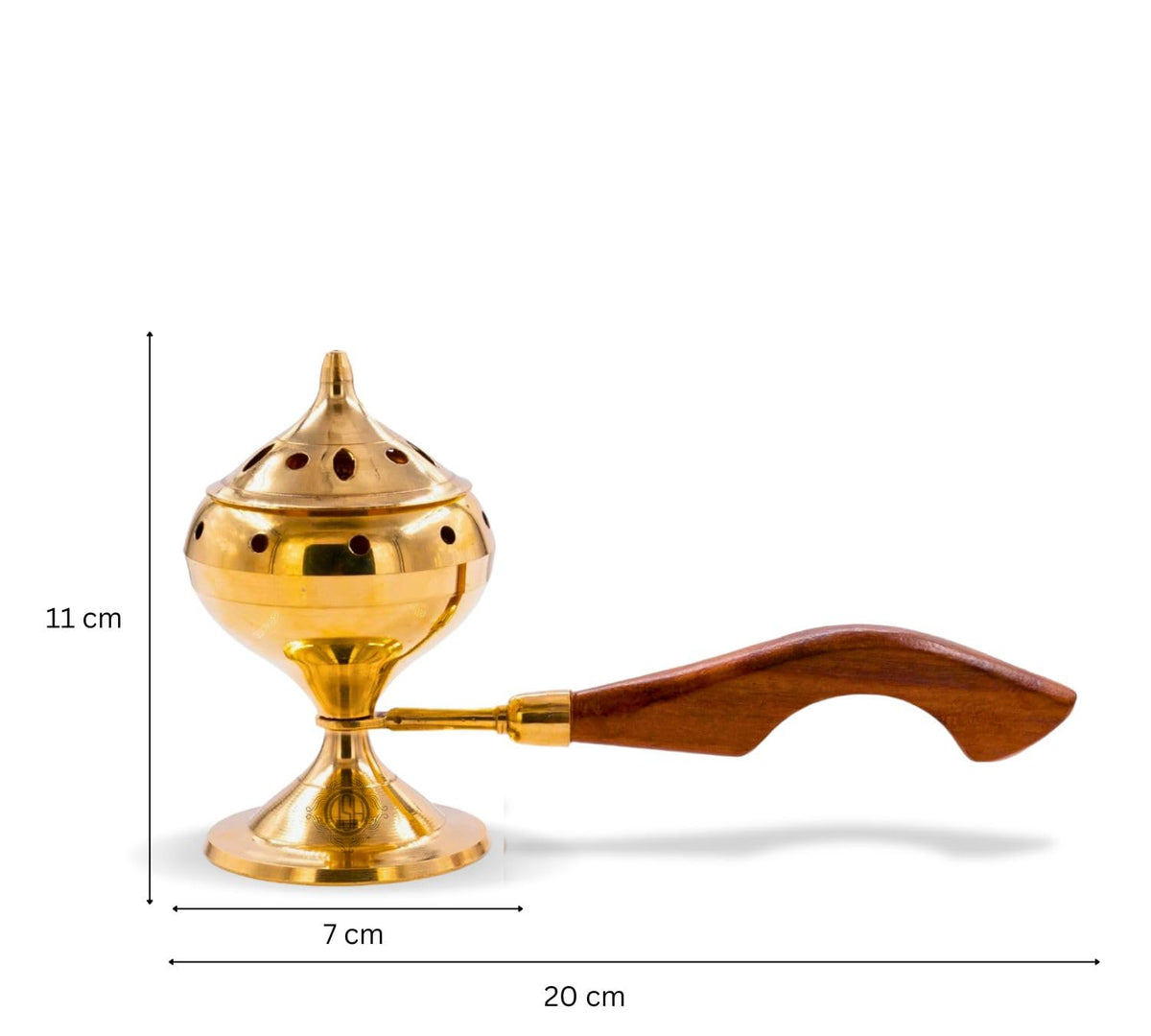 DSH Brass Loban Burner with Handle, Dhoop Dhuni Burner Sambrani Dhoop, Resin & Home Office Temple Prayer Butler,Gold,Standard(LBN-05 SML)(Round)