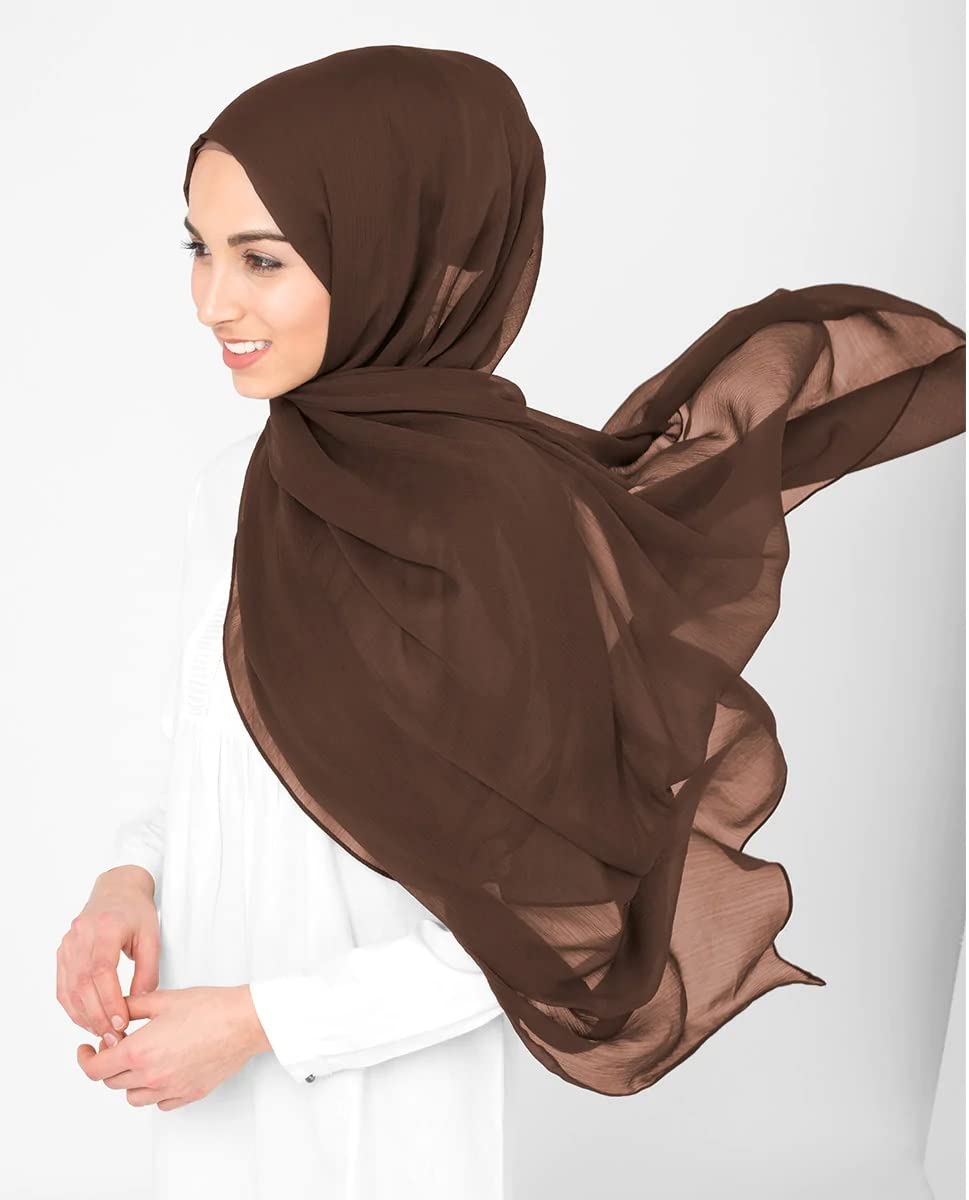 ICW Female Soft Chiffon Georgette Scarves Shawl Stoles Long Scarf Wrap Head Scarves (Pack Of 6),Multicolor