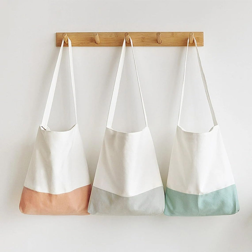 Glowic Reusable Tote Bags|100% Organic Cotton Grocery Bag | Multi-Purpose Bag|Sturdy Canvas Bag with 12kgs Capacity | Multiple Color Designs,Pack of 3(WBAG-66)