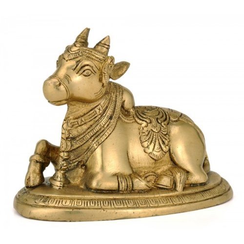ARTVARKO Shiv Ji Parvati Vehicle Nandi Bull Statue Brass Cow Idol Shiva Devotee Puja Decor Gift 5.5 Inch 1 Kg